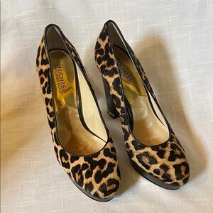 Michael Kors Leopard Print Heels - Black and Brown